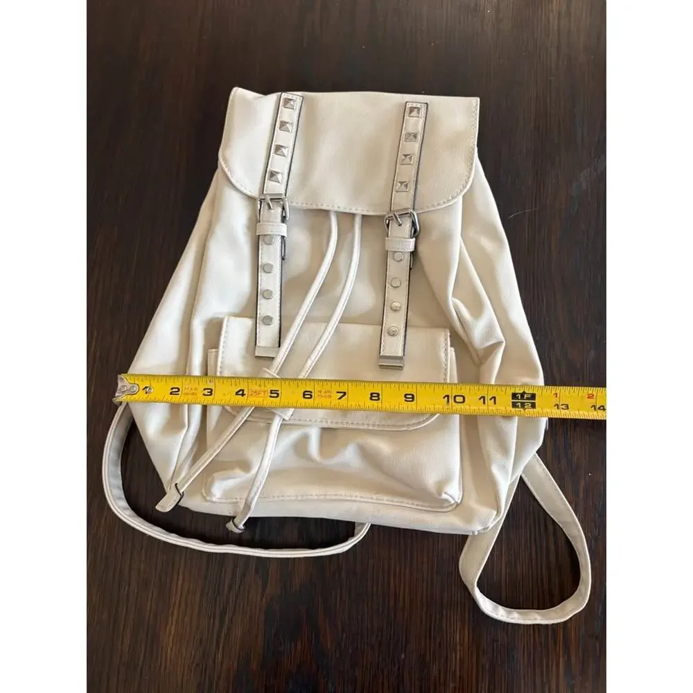 Wild Fable Cream Faux Leather Studded Mini Backpack Purse NWT Drawstring